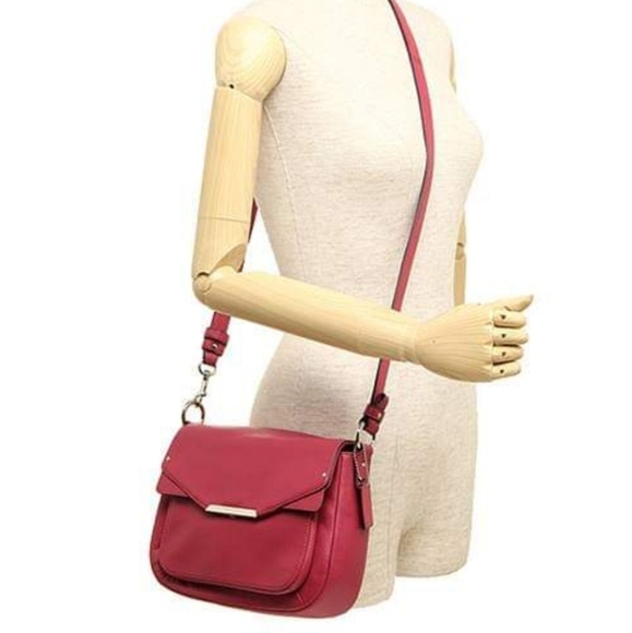 Coach pink berry leather mini flap crossbody bag handbag - Picture 2 of 14